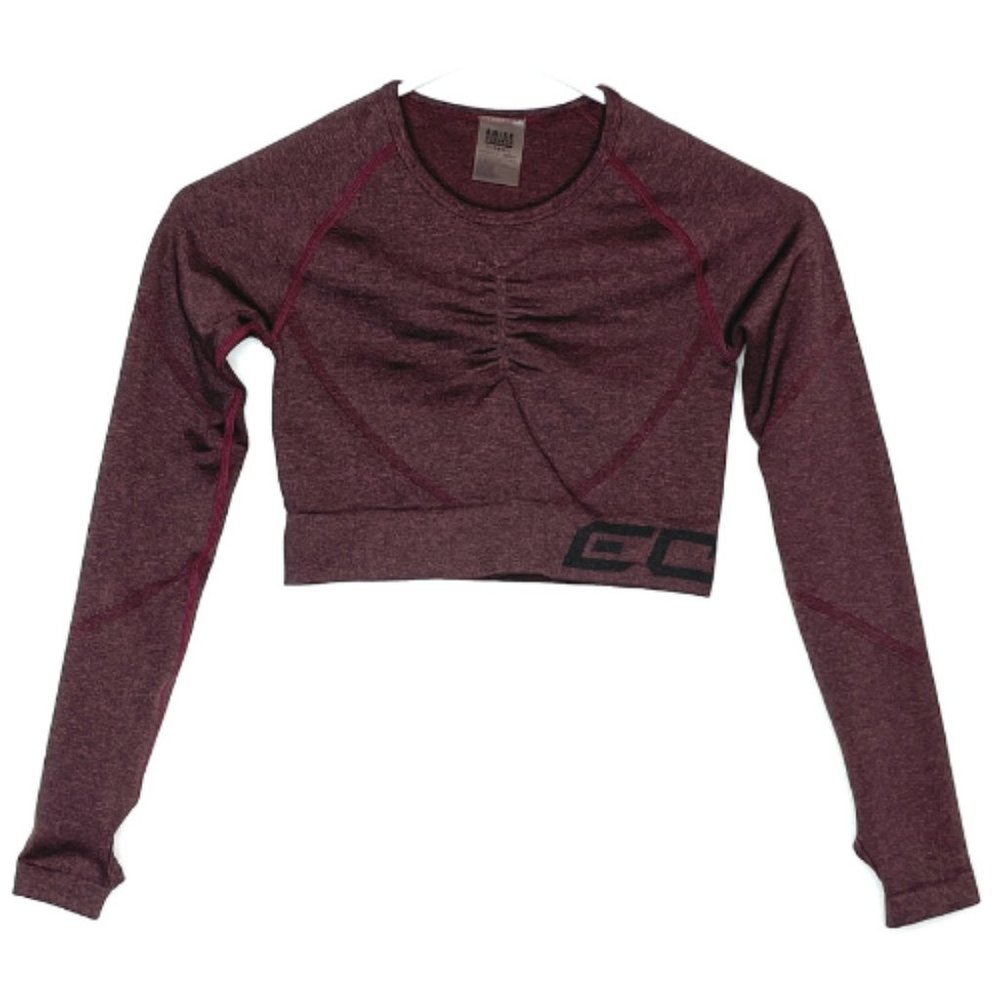 ARISE SCRUNCH ECHT Long Sleeve Crop Top Berry Size XS